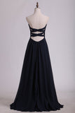 Sweetheart With Ruffles And Applique Chiffon A Line Prom Dresses