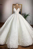 Ball Gown Spaghetti Straps Appliques Satin Wedding Dresses, Quineanera SJS20455