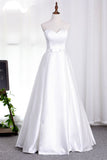 Satin Wedding Dresses Sweetheart A Line With Sash