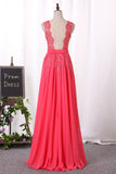 Prom Dresses A Line Scoop Chiffon With Applique Floor Length