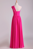 Fuchsia One Shoulder A Line Chiffon Bridesmaid Dresses