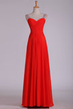 Straps Open Back Prom Dresses Sheath Chiffon With Beads And Ruffles