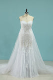 Mermaid Boat Neck Wedding Dresses With Applique Chapel Train Lace