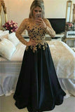 Long Sleeves Lace Up Gold And Black Prom Dresses Mother Of The Bridal Dresses