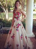 High Quality Sweetheart Sweep Train Champagne Prom Dresses JS592