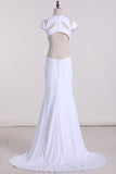 New Arrival Scoop Short Sleeves Evening Dresses Mermaid Spandex