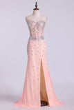 Sweetheart Sheath/Column Prom Dress Lace With Rhinestone