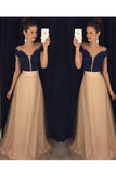 Prom Dresses A Line Scoop Tulle With Applique And Beads Sweep Train