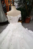 Wedding Dresses Off The Shoulder Ball Gown Tulle Lace Up With Appliques And Bow Knot