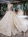 Gorgeous Long Sleeves Ball Gown Wedding Dresses With Beading Appliques