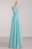 A-Line Chiffon Bridesmaid Dress Strapless Long Prom Evening Gown