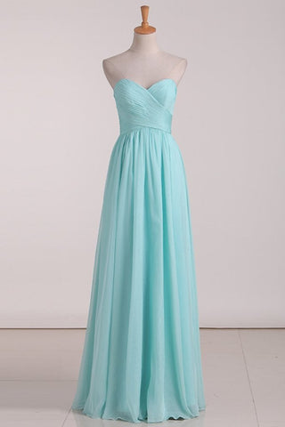 A-Line Chiffon Bridesmaid Dress Strapless Long Prom Evening Gown