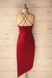 Cocktail Dresses Sheath Spaghetti Straps Spandex Asymmetrical