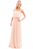 Chiffon Boat Neck Bridesmaid Dresses A Line Sweep Train