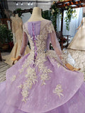 Stunning Long Sleeve Ball Gown Appliques Beading Quinceanera Dresses