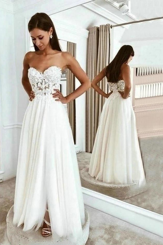 Lace Sexy Applique Romantic Sheer Beach Wedding Dresses