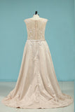 Asymmetrical Scoop Prom Dresses A Line Lace With Beads And Sash