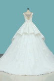 Bateau Top Quality Lace Ball Gown Wedding Dresses Court Train