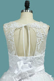 Wedding Dress A-Line Scoop Tulle With Applique And Sash Court Train