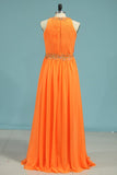 New Arrival Prom Dresses A Line Scoop Chiffon With Ruffles