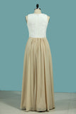 Chiffon & Lace Bridesmaid Dresses A Line Scoop Floor Length