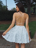 Delicate Lace Backless Spaghetti Straps Homecoming Dresses