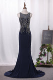 Chiffon Mermaid Prom Dresses Scoop With Beading Floor Length