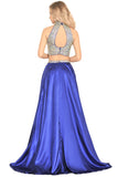 Prom Dresses A Line Two Pieces With Rhinestones Stretch Satin