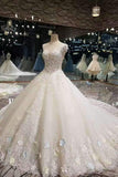 New Arrival Wedding Dresses Tulle Wedding Dresses Scoop Neckline With Beading Handmade Flowers