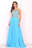 Prom Dresses Scoop Chiffon With Beading A Line Zipper Up