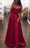 Spaghetti Straps High Low Red A-line Plus Size Women Dresses Simple Cheap Prom Dresses JS738