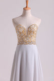 Prom Dresses Sweetheart A Line With Beads Floor Length Chiffon