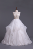 Scoop Ball Gown Tulle With Beading Floor Length