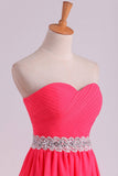 New Arrival Prom Dresses Sweetheart Ruched Bodice With Beading Chiffon