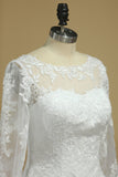 Tulle Scoop Long Sleeves A Line With Applique Wedding Dresses