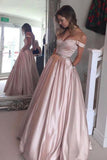 New Arrival Off The Shoulder Prom Dresses A Line Satin With Beads