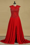 Prom Dresses A Line Scoop Chiffon Sweep Train With Slit And Applique Open Back