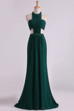 Sexy Open Back Prom Dresses Scoop Satin With Beads A Line