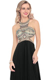 Scoop Prom Dresses A Line Open Back Chiffon With Beading