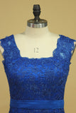 Sheath/Column Evening Dresses Off The Shoulder Lace With Ribbon Dark Royal Blue