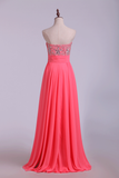 Prom Dresses A Line Beading Chiffon Floor Length