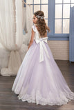 Flower Girl Dresses A Line Scoop Tulle With Applique And Bow Knot