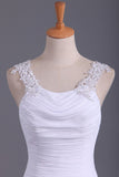 White Prom Dresses Straps Mermaid/Trumpet Ruffled Bodice Beaded Open Back