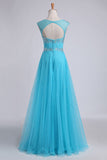 Scoop Backless A Line Floor Length Prom Dress Splendid