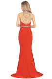 Prom Dresses Mermaid High Neck Spandex With Beading Sweep Train