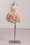 Halter Organza With Beading Flower Girl Dresses Ball Gown Knee Length