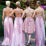 Charming Lilac A-Line V-Neck Floor-Length Convertible Bridesmaid Dresses, Prom Dresses SJS15102