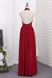 Sheath Halter Lace & Chiffon Prom Dresses Sweep Train Detachable