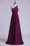 Bridesmaid Dresses A Line One Shoulder Floor Length With Ruffle