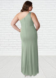 Haylee Sheath One Shoulder Mesh Floor-Length Dress SJSP0019635